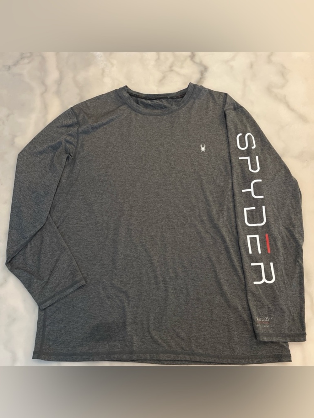 Spyder Men's Long Sleeve Crew Shirt - Dark Gray with White Logo